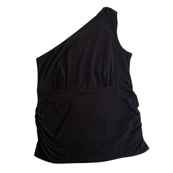 NWT Lane Bryant Black Fits That Flatter One Shoulder Spandex Top Size 14/16 #300 - Picture 2 of 12